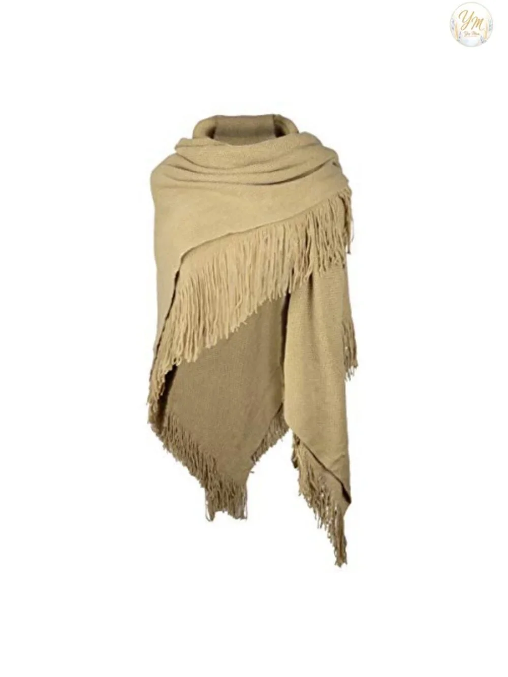 Womens Loose Cloak Poncho Wrap with Trumpet Buttons Knit Shawl